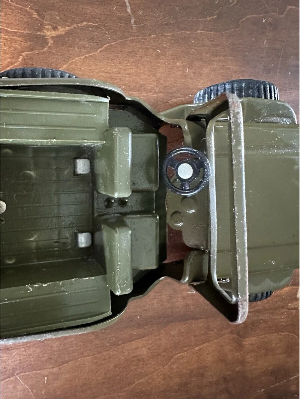 Vintage Tonka Pressed Steel Military Jeep Olive Green Toy Truck 9